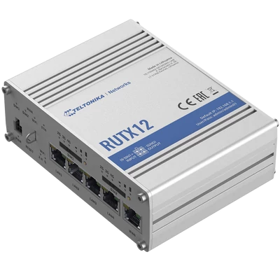 RUTX12 Ipari Mobilnet Router 4G DUAL LTE CAT6  WIFI & BT-LE & GNSS & 5xGigabit ETH